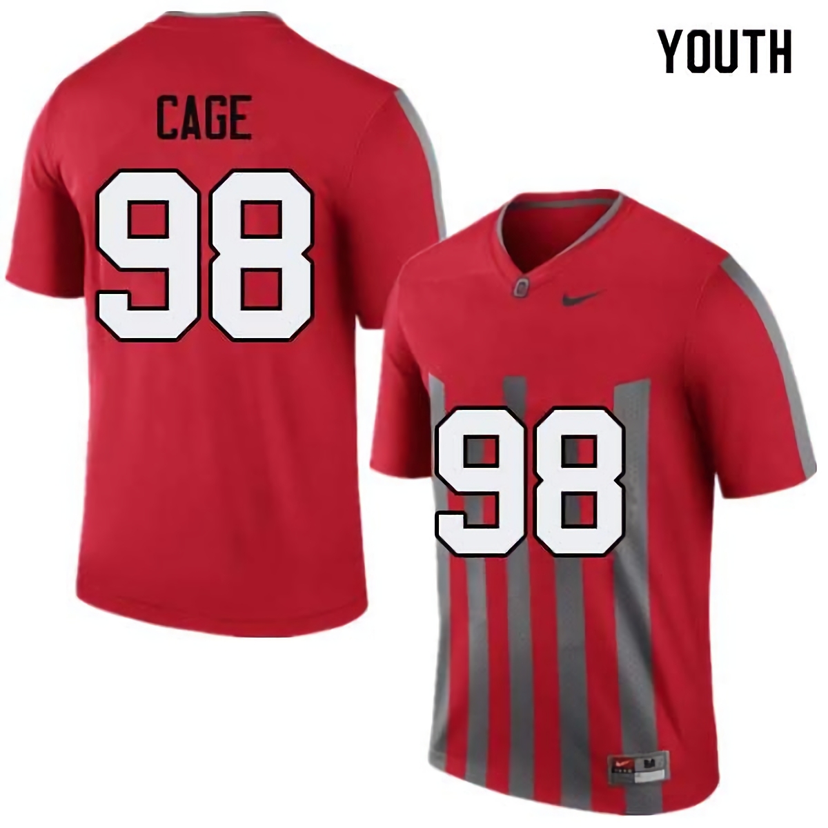 Jerron Cage Ohio State Buckeyes Youth NCAA #98 Nike Throwback Red College Stitched Football Jersey TER6656KA